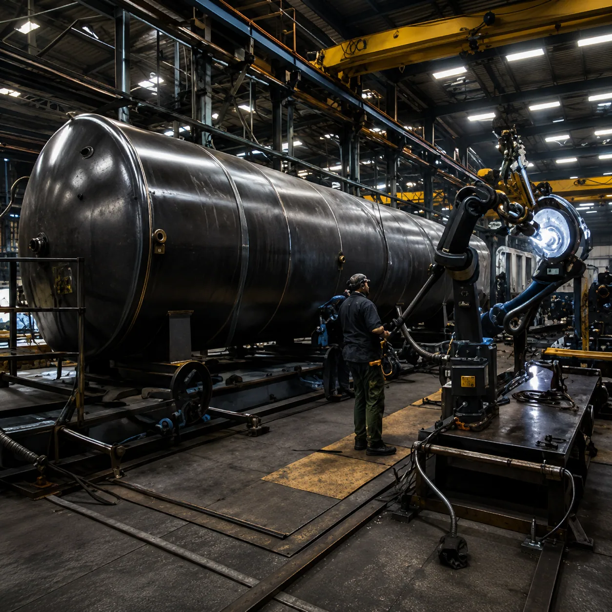 Automated welding of an industrial tank